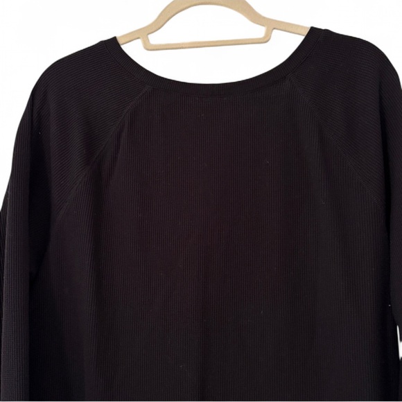 Caslon Waffle Knit Henley Long Sleeve Top Black XXL - Picture 6 of 9